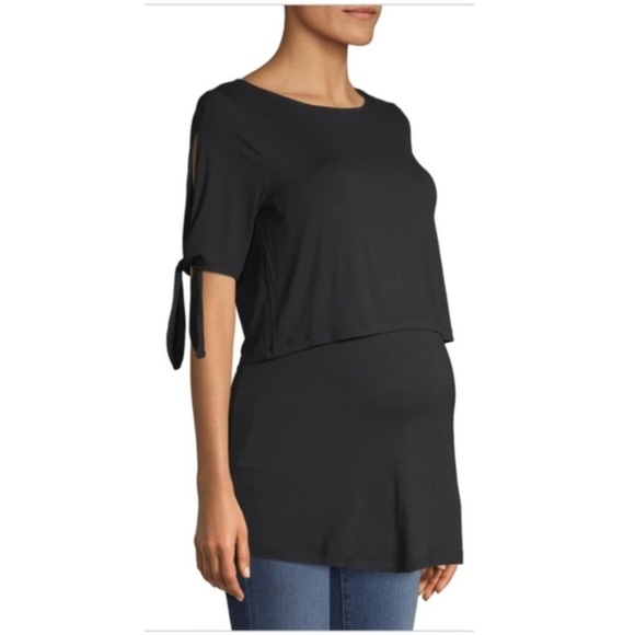 LAST ONE! Belle & Sky Tie Sleeve Double Layer Top - Picture 2 of 11